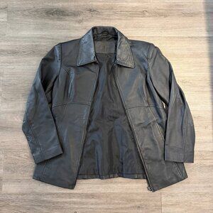 Jacqueline Ferrar Women’s Genuine Leather Jacket Black Size S Zip Coat